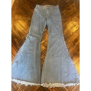 Judy Blue Flare Jeans Women 7/28 Western Boho Hippie Aztec Cowgirl Fringe Light